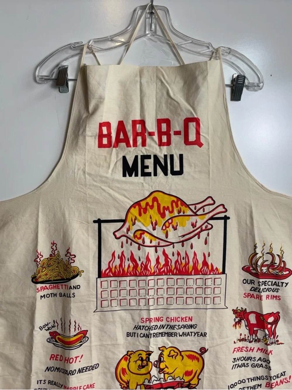 Vtg 50s 60s BBQ Menu Apron Novelty Kitsch Mid Century Modern Rare Graphic MCM